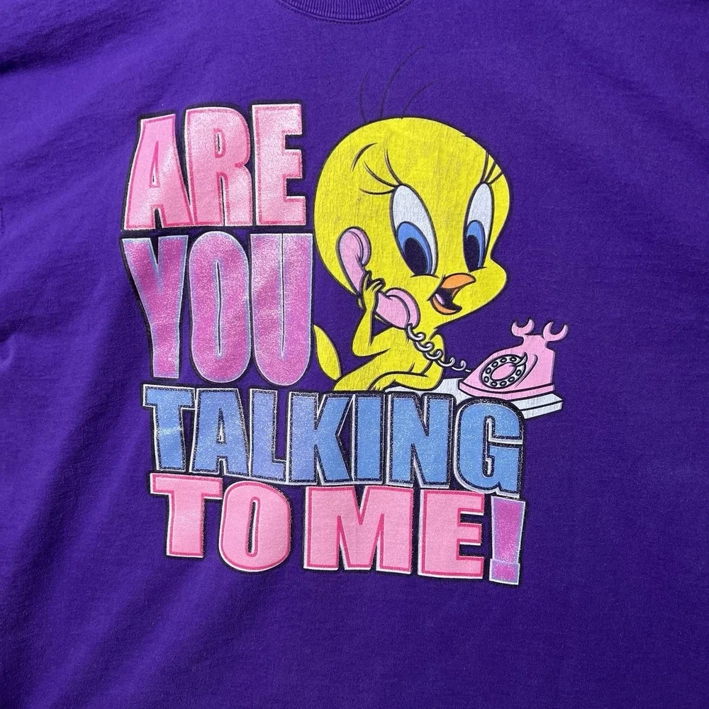 Vintage 90s Looney Tunes Tweety Are You Talking To Me T Shirt 2XL Pro Player - Picture 2 of 7